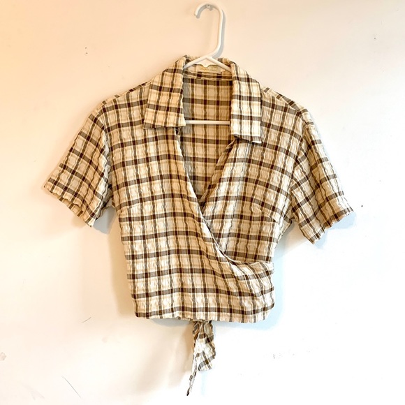 Vintage Tops - Vintage Plaid Crossover Adjustable Top